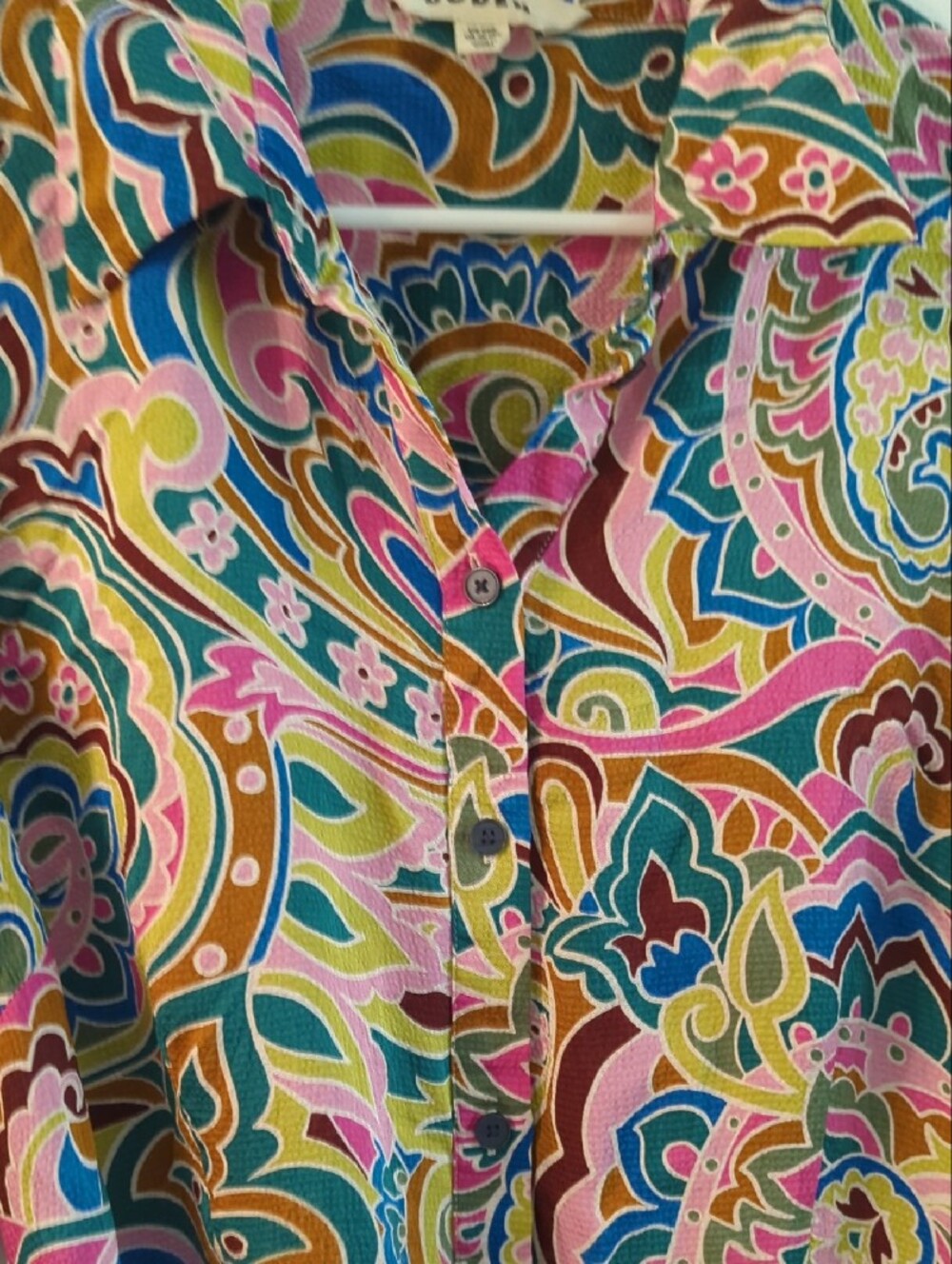 Boden Kate Satin Shirt Dress in Multicolor Paisley, US 16-18R - Picture 5 of 8